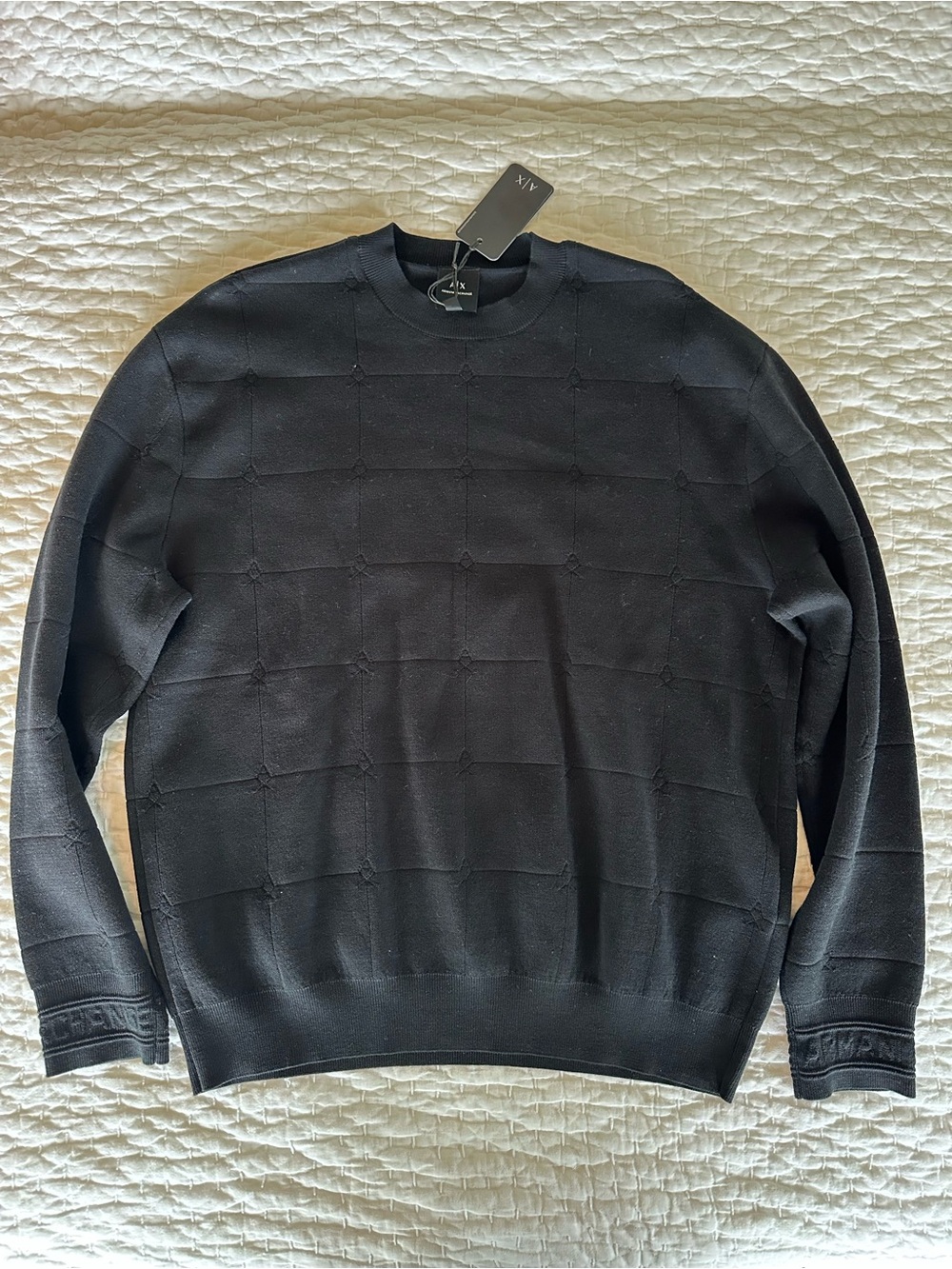 Armani Exchange Black Grid Monogram Sweater